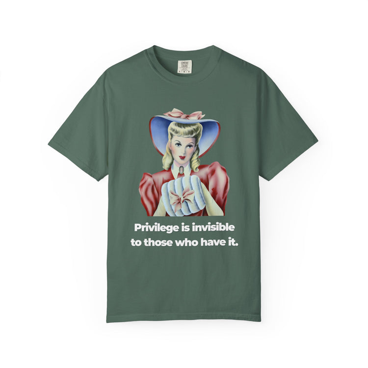 "Privilege is Invisible" Vintage Portrait Tee | White Accountability | Garment-Dyed Heavyweight Crewneck