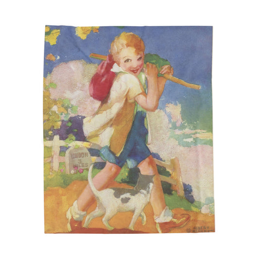 Dick Whittington by Albert Hencke | Vintage Nursery Rhyme Illustration | Velveteen Plush Blanket