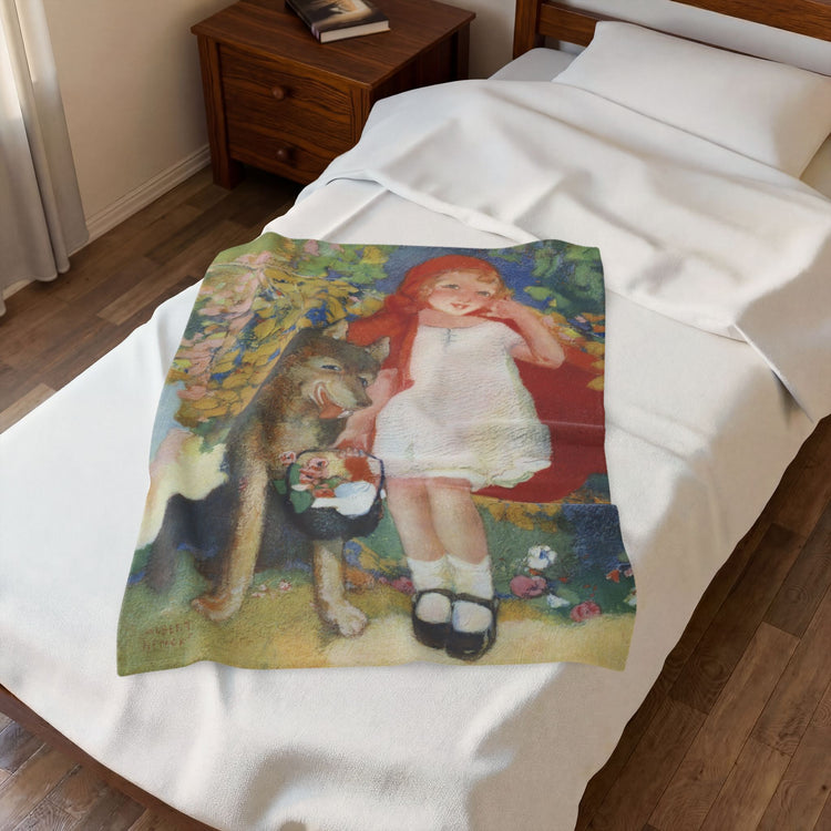 Red Riding Hood by Albert Hencke | Vintage Nursery Rhyme Illustration | Velveteen Plush Blanket