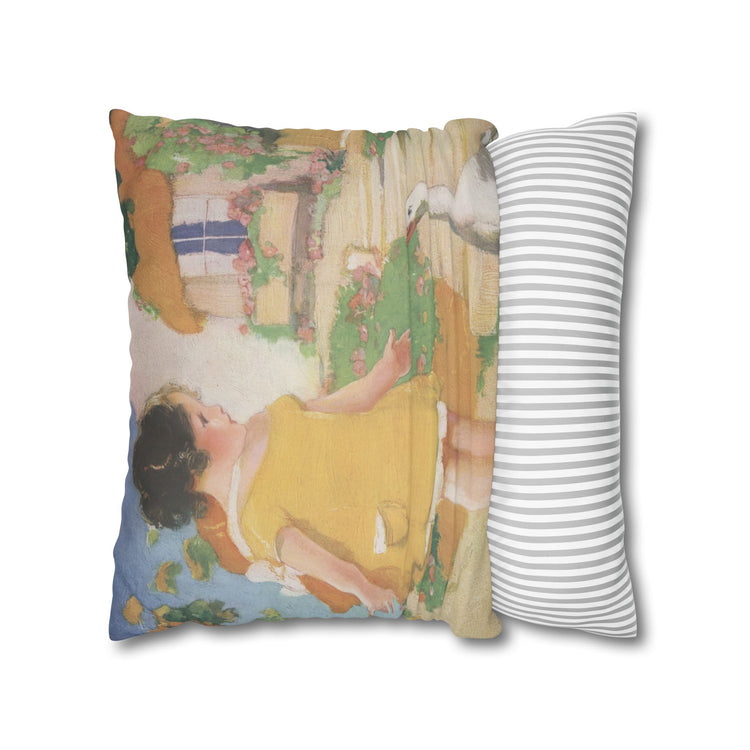 Goosy Goosy Gander by Albert Hencke | Vintage Nursery Illustration | Faux Suede Pillowcase