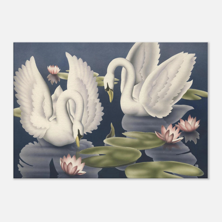 Turner Swans and Lillies Wrap-Around Canvas Print | Vintage Bird Wall Art