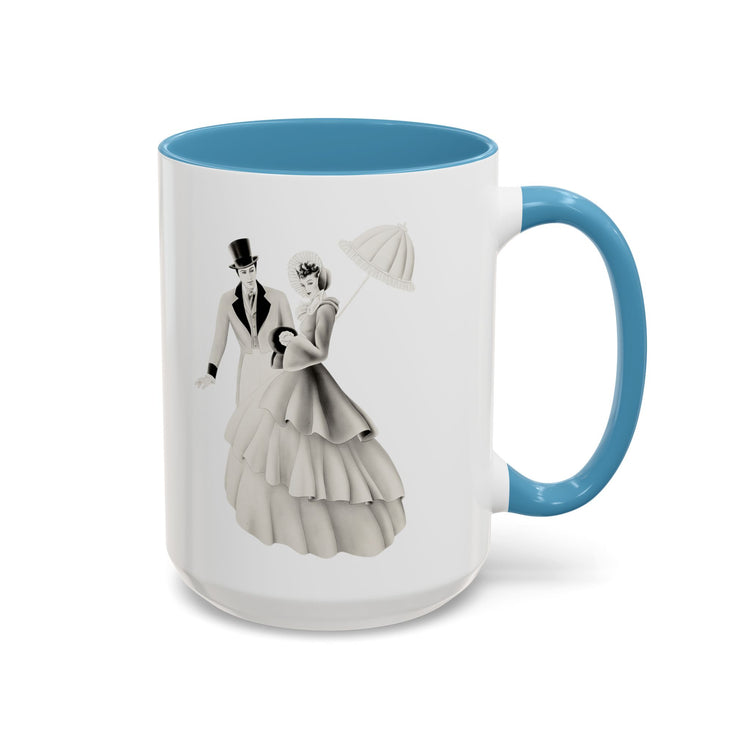 Vintage Romantic Portrait Mug - Couple with Parasol| 1940s Turner Art
