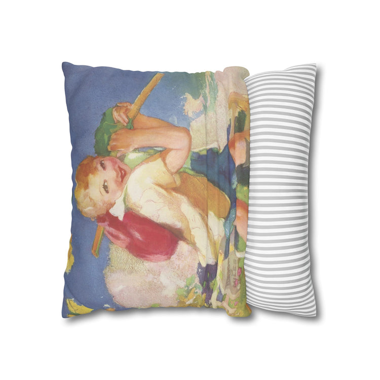 Dick Whittington by Albert Hencke | Vintage Nursery Illustration | Faux Suede Pillowcase