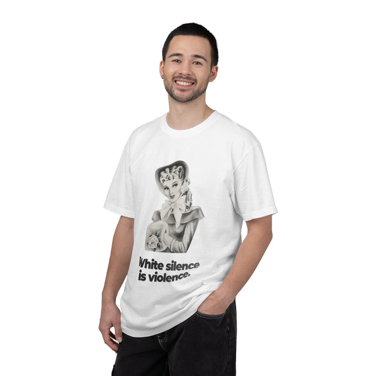 "White Silence is Violence" Vintage Portrait Tee | Activist Apparel | Garment-Dyed Heavyweight Crewneck