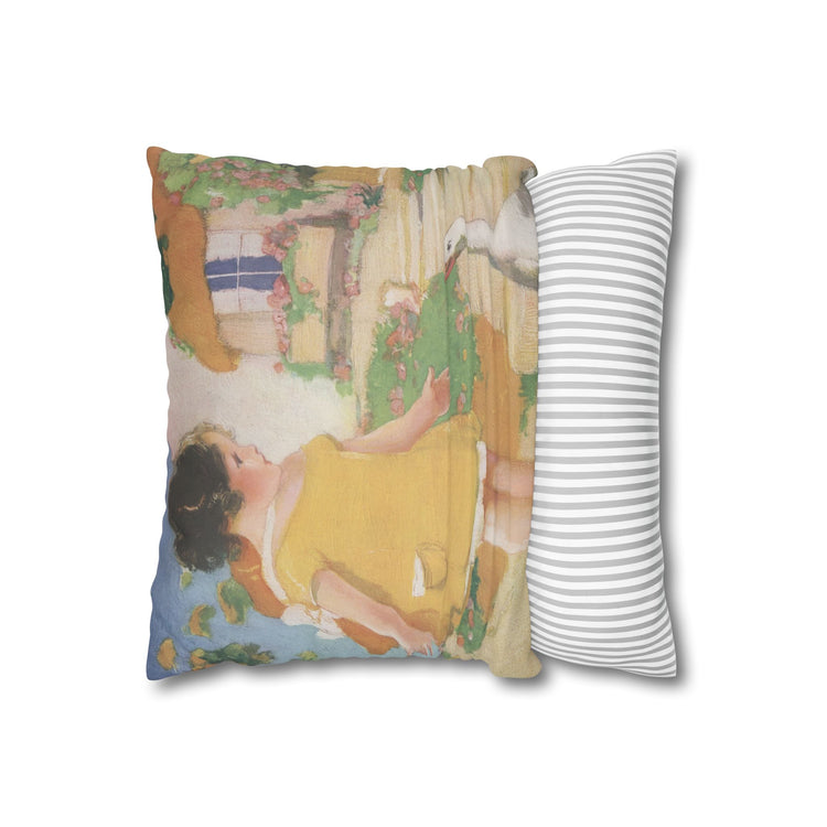 Goosy Goosy Gander by Albert Hencke | Vintage Nursery Illustration | Faux Suede Pillowcase