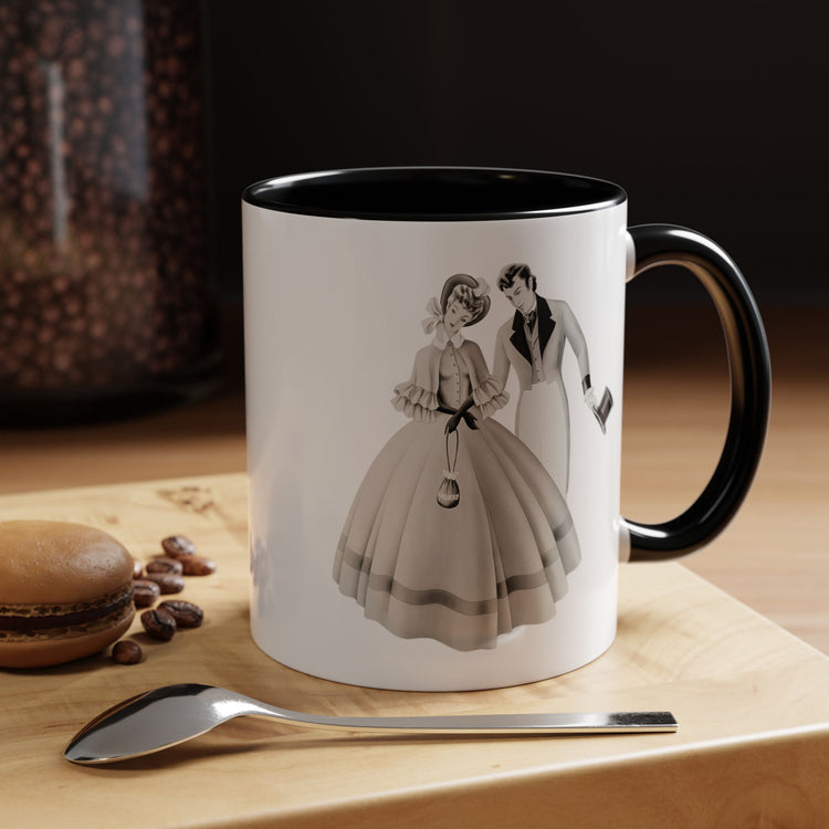 Vintage Romantic Portrait Mug - Couple with Top Hat | 1940s Turner Art