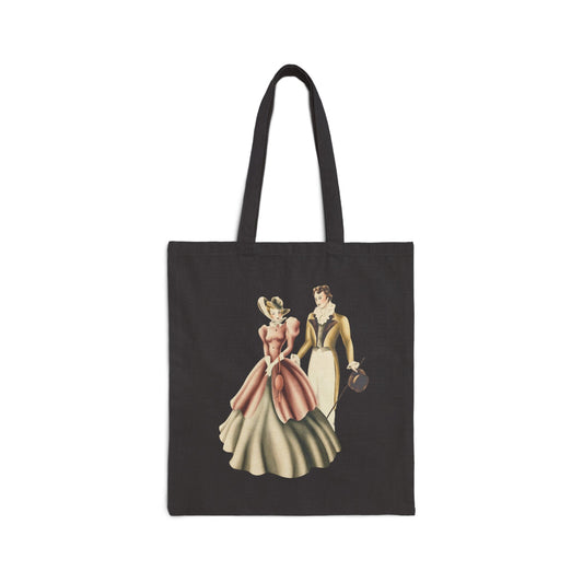 Vintage Romantic Portrait Tote Bag - Couple Walking in Color | 1940s Turner Art