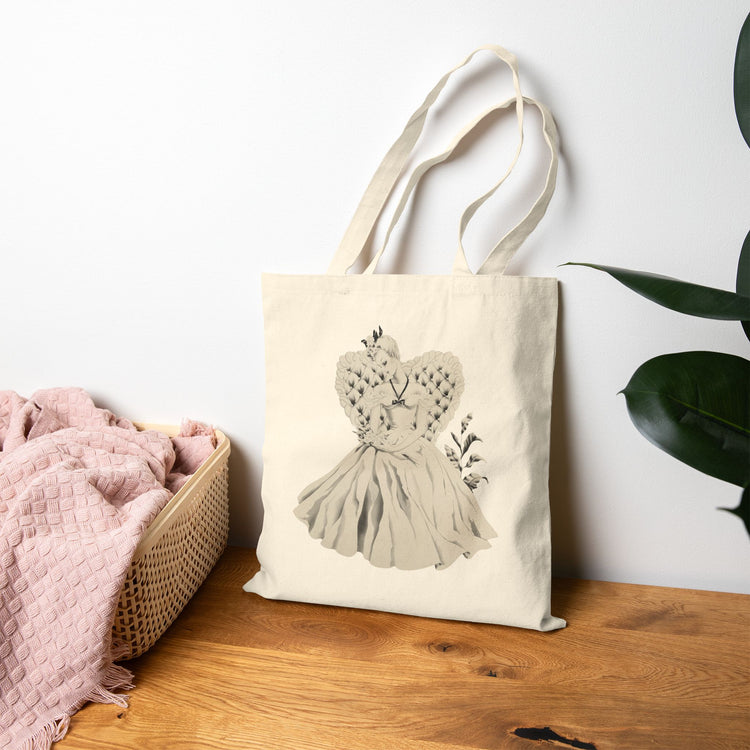 Vintage Romantic Portrait Tote Bag - Blonde with Bouquet | 1940s Turner Art