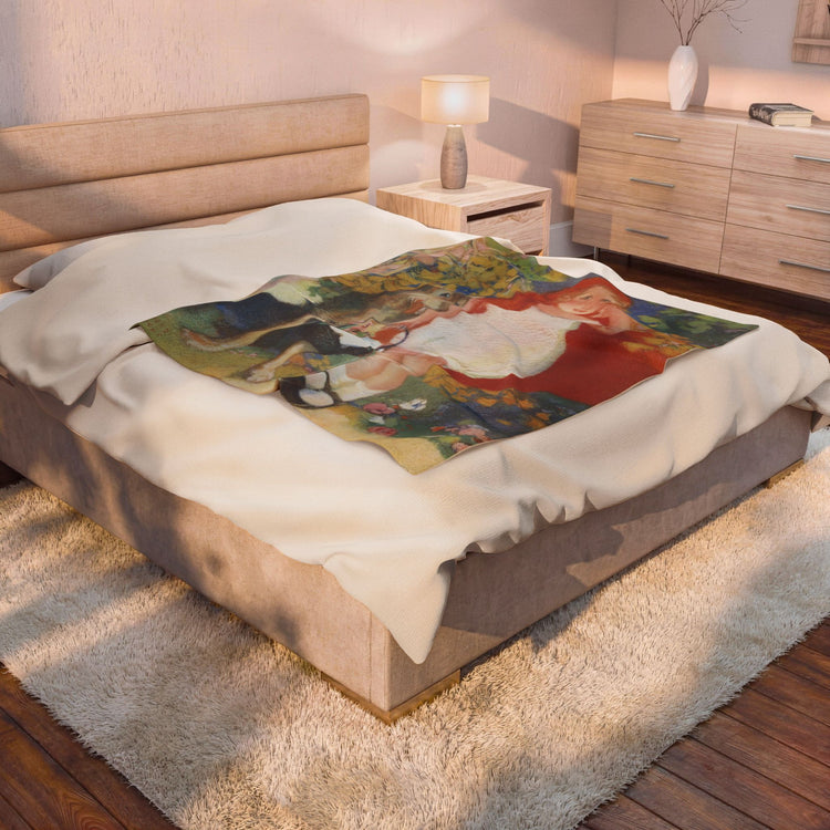 Red Riding Hood by Albert Hencke | Vintage Nursery Rhyme Illustration | Velveteen Plush Blanket
