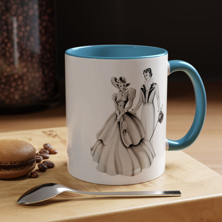 Vintage Romantic Portrait Mug - Couple Walking B&W | 1940s Turner Art