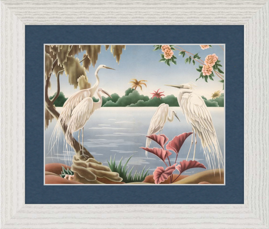 Custom Framed Turner Egrets | Premium Giclee Print | Vintage Bird Lithograph