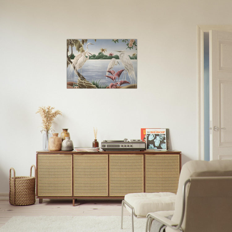 Turner Egrets Wrap-Around Canvas Print | Vintage Lakeside Bird Wall Art