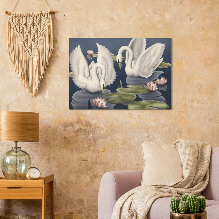 Turner Swans and Lillies Wrap-Around Canvas Print | Vintage Bird Wall Art