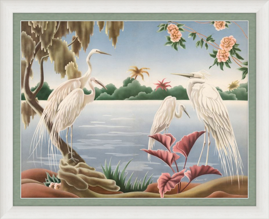 Custom Framed Turner Egrets | Premium Giclee Print | Vintage Bird Lithograph