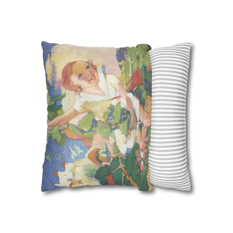 Jack and the Beanstalk by Albert Hencke | Vintage Nursery Illustration | Faux Suede Pillowcase