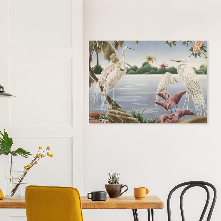 Turner Egrets Wrap-Around Canvas Print | Vintage Lakeside Bird Wall Art