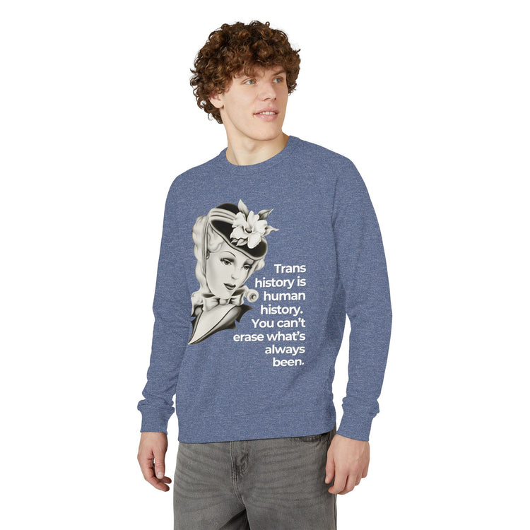 "Trans History is Human History" Vintage Portrait Crewneck | Trans Visibility | Sweatshirt