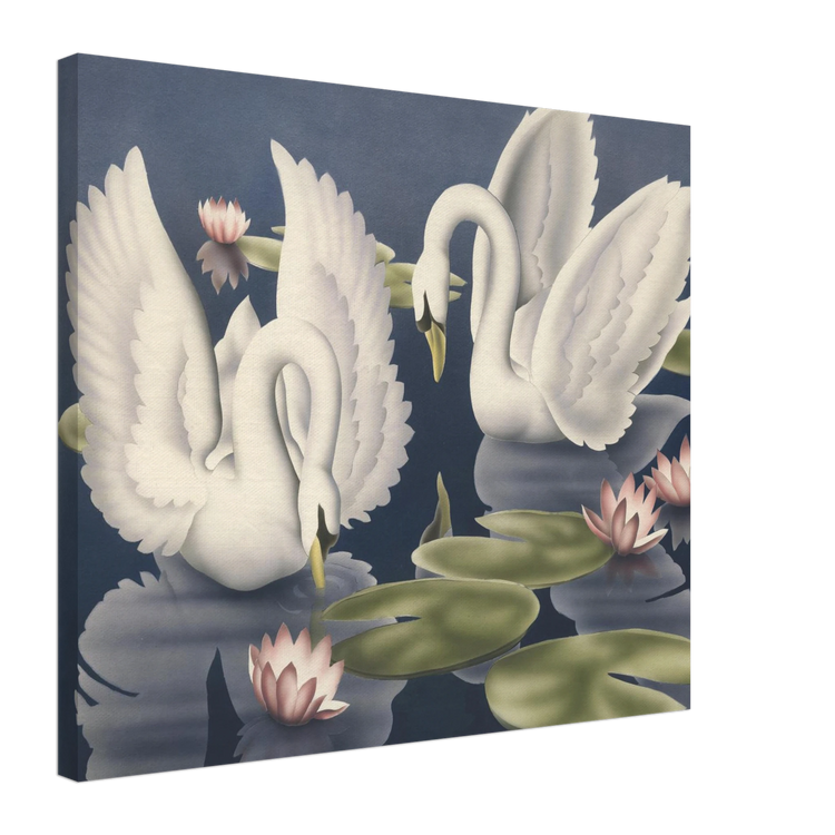 Turner Swans and Lillies Wrap-Around Canvas Print | Vintage Bird Wall Art