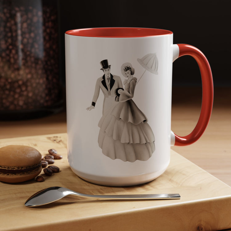 Vintage Romantic Portrait Mug - Couple with Parasol| 1940s Turner Art