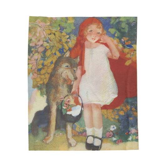 Red Riding Hood by Albert Hencke | Vintage Nursery Rhyme Illustration | Velveteen Plush Blanket