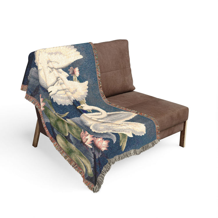 Turner Swans and Lillies Woven Blanket | Print-on-Demand Tapestry Throw