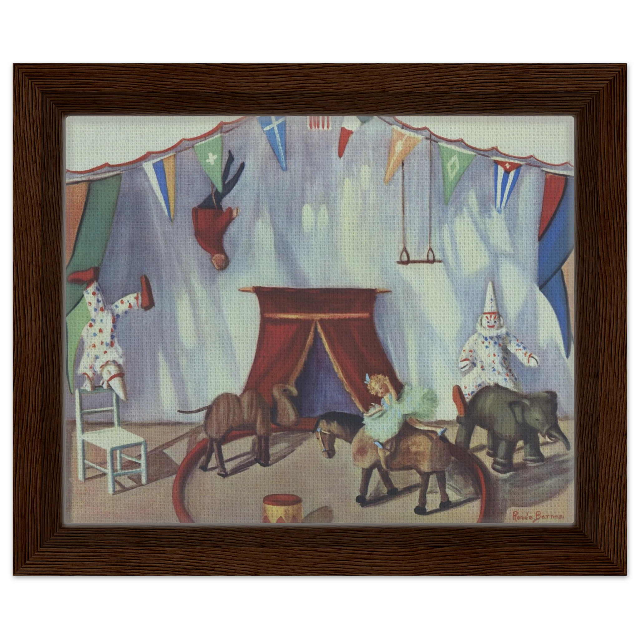 Humpty Dumpty Circus by Renee Barnes | Vintage Nursery Art Print | Framed Canvas