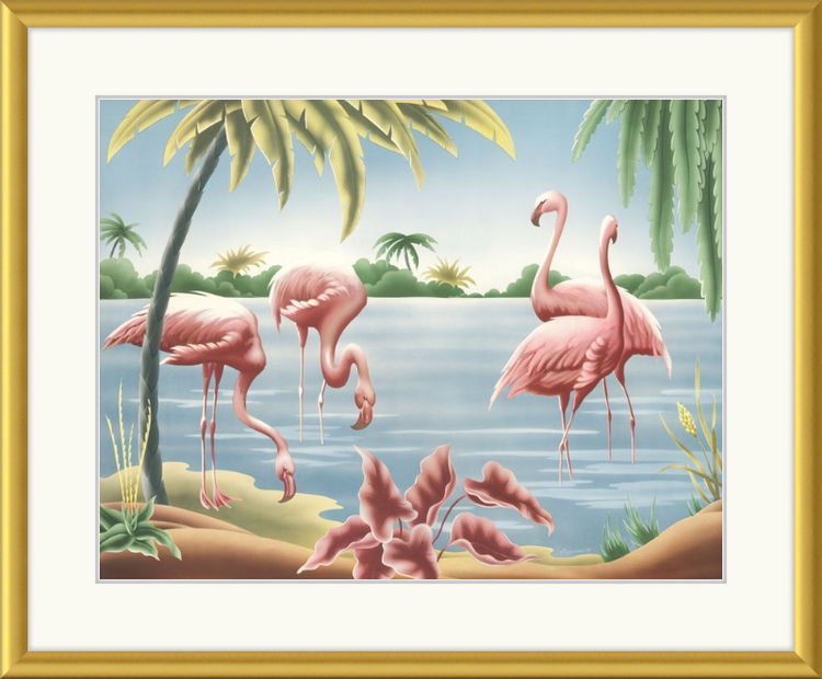Custom Framed Turner Flamingo | Premium Giclee Print | Vintage Bird Lithograph