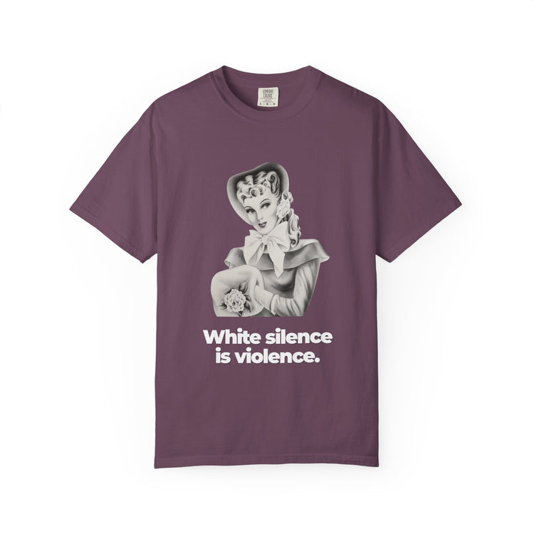"White Silence is Violence" Vintage Portrait Tee | Activist Apparel | Garment-Dyed Heavyweight Crewneck