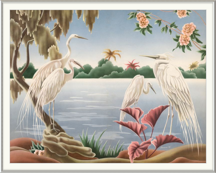Custom Framed Turner Egrets | Premium Giclee Print | Vintage Bird Lithograph