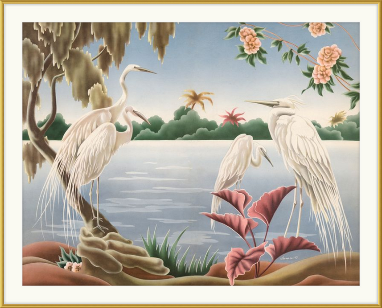 Custom Framed Turner Egrets | Premium Giclee Print | Vintage Bird Lithograph