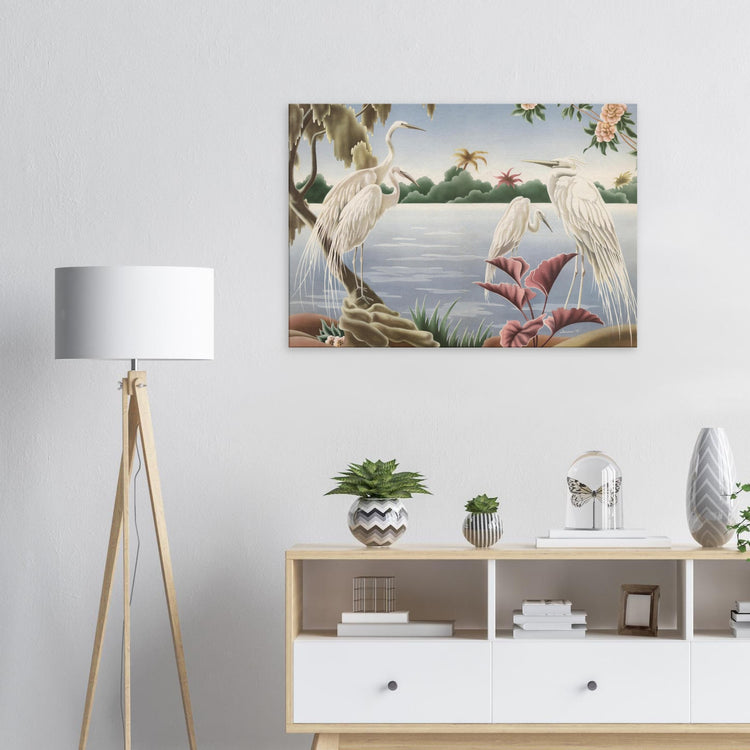 Turner Egrets Wrap-Around Canvas Print | Vintage Lakeside Bird Wall Art