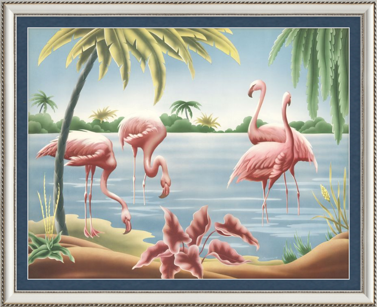 Custom Framed Turner Flamingo | Premium Giclee Print | Vintage Bird Lithograph