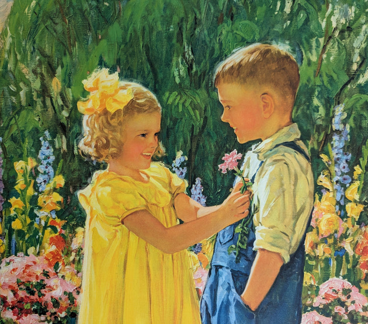 Admiration by Eugene Iverd | 1936 Vintage Lithograph | Sweet Sibling Nursery Wall Art