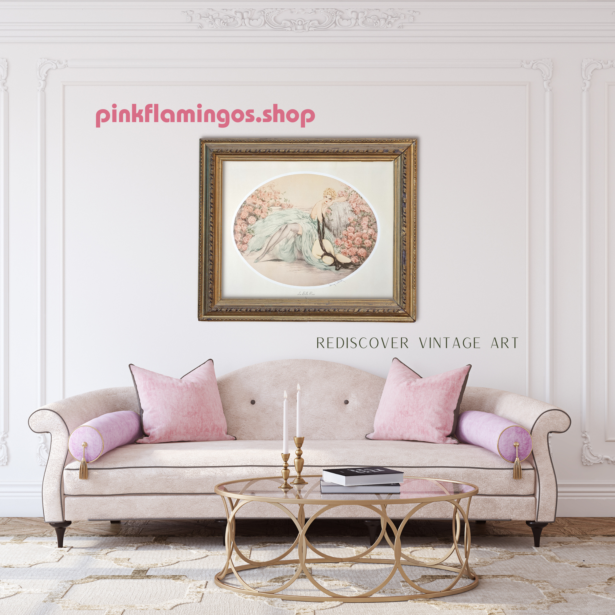 La Belle Rose by Louis Icart | 1974 Art Deco Reproduction | Offset Lithograph | Romantic French Art Deco Style