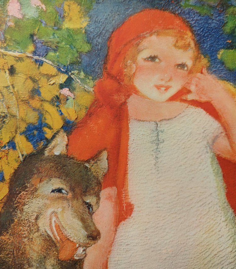 Red Riding Hood by Albert Hencke | 1930s Vintage Lithograph | Classic Nursery Fairytale Print