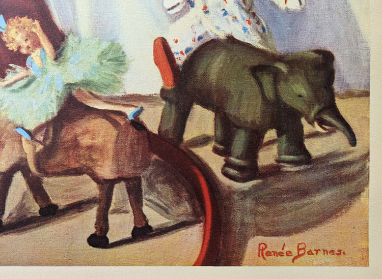 Humpty Dumpty Circus by Renée Barnes | 1930s Vintage Lithograph | Whimsical Toy Room Wall Art