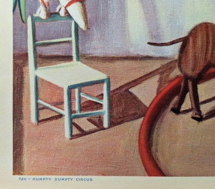 Humpty Dumpty Circus by Renée Barnes | 1930s Vintage Lithograph | Whimsical Toy Room Wall Art