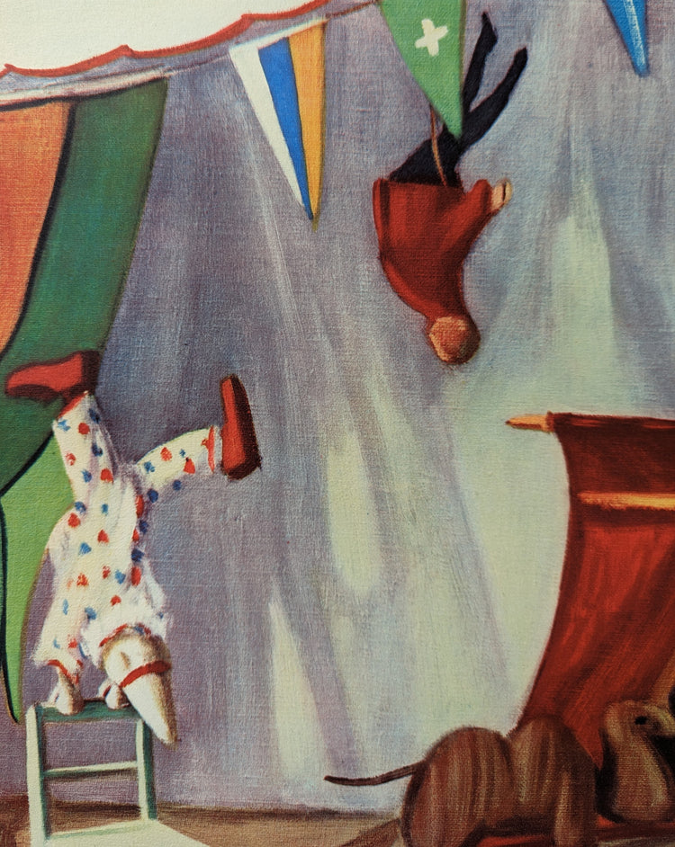 Humpty Dumpty Circus by Renée Barnes | 1930s Vintage Lithograph | Whimsical Toy Room Wall Art