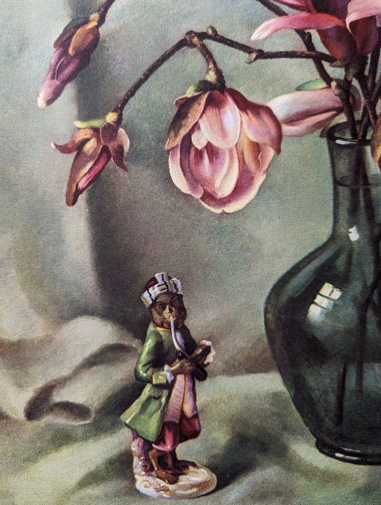 Magnolias by Harry Lane | 1945 Vintage Lithograph | Still Life Floral Wall Art