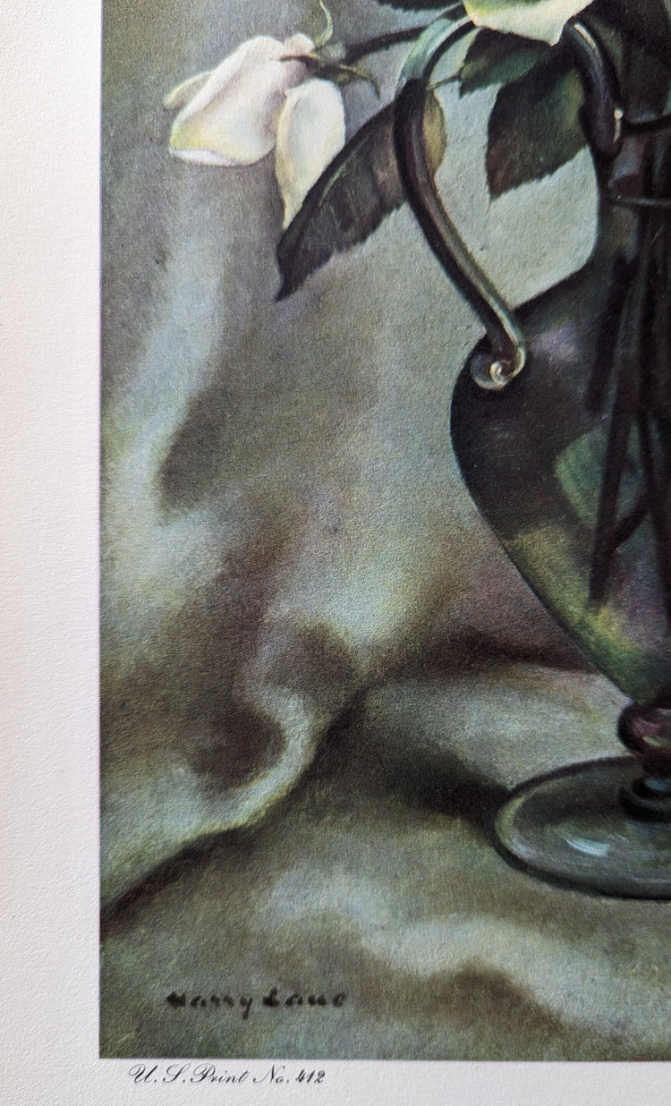 Roses by Harry Lane | 1945 Vintage Lithograph | Still Life Floral Wall Art