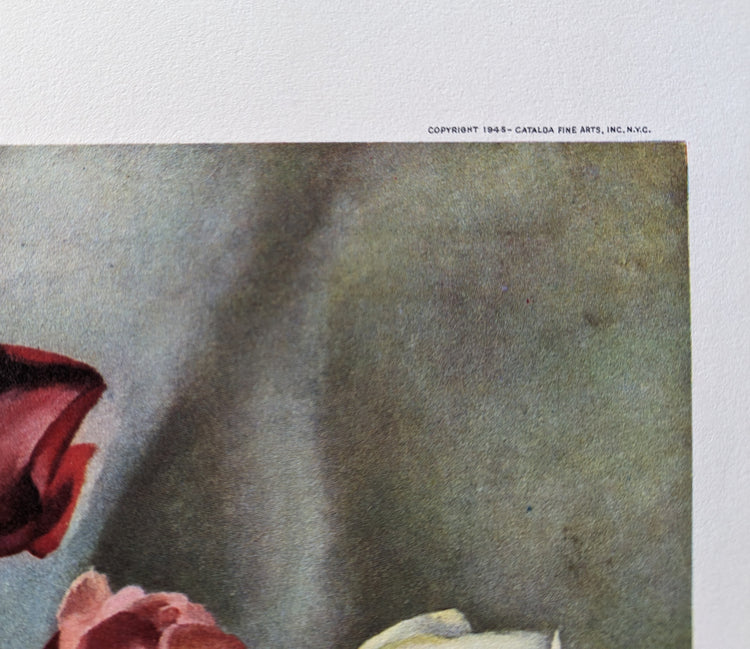 Roses by Harry Lane | 1945 Vintage Lithograph | Still Life Floral Wall Art