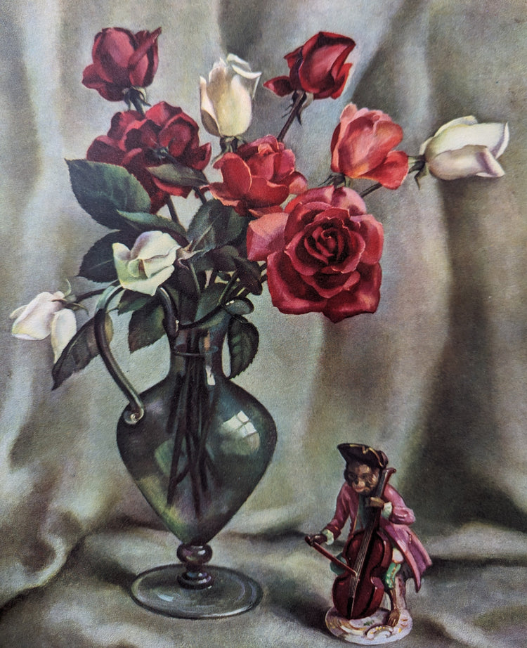 Roses by Harry Lane | 1945 Vintage Lithograph | Still Life Floral Wall Art