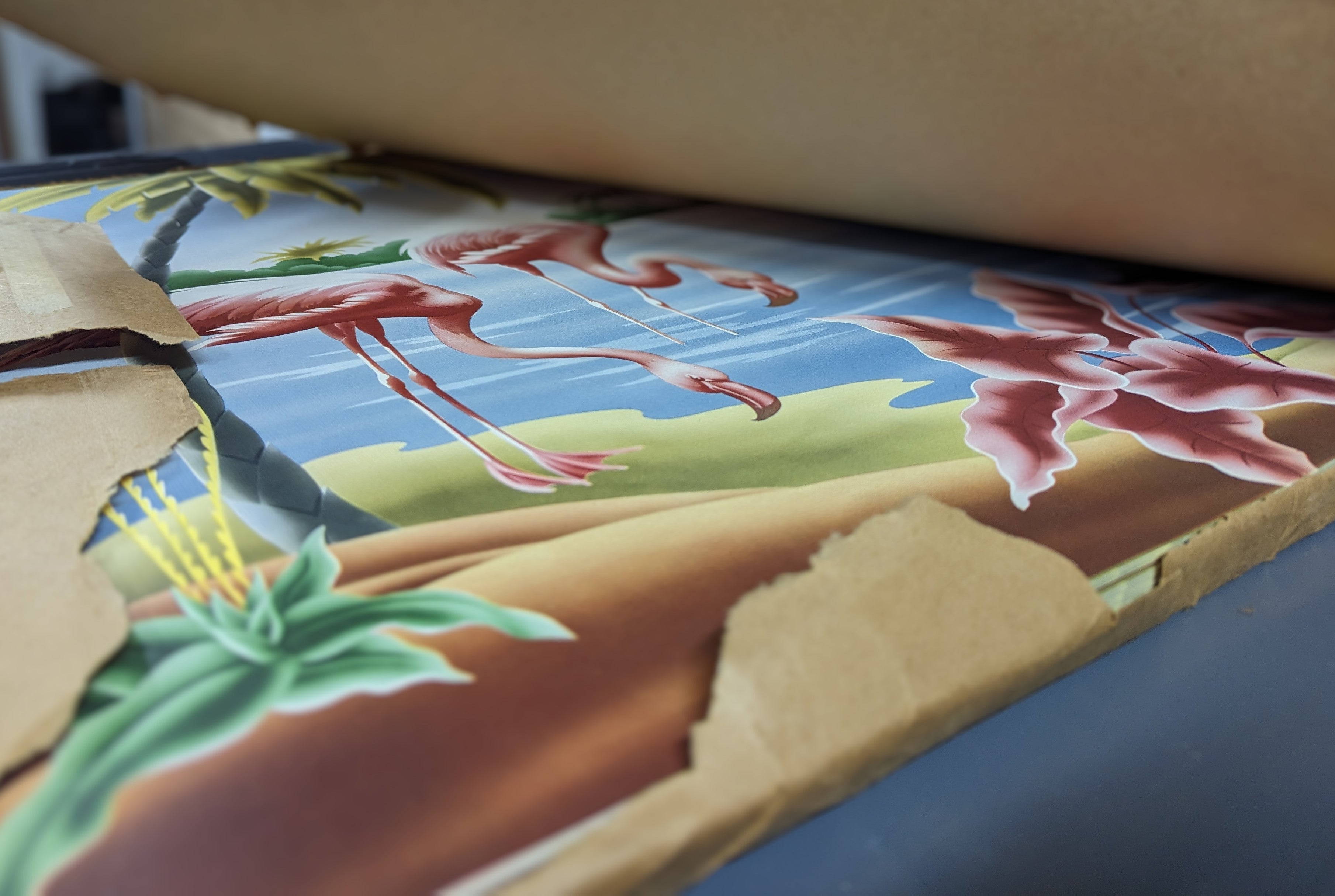 Vintage Flamingo Lithograph | A.T. Toran Art | Pink Flamingos