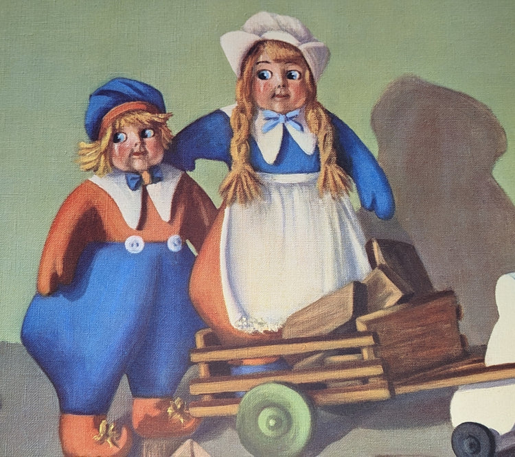 Bunny Taxi Service by Reneé Barnes | 1930s Vintage Lithograph | Whimsical Nursery Wall Art