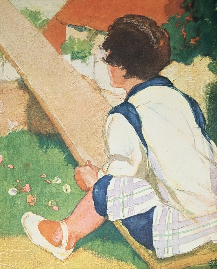 See Saw by Albert Hencke | 1930s Vintage Lithograph | Whimsical Nursery Wall Art