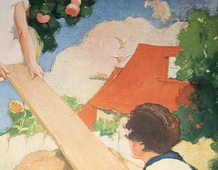 See Saw by Albert Hencke | 1930s Vintage Lithograph | Whimsical Nursery Wall Art