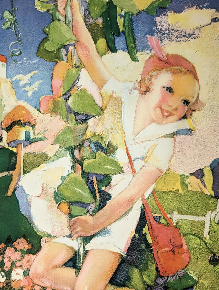 Jack and the Beanstalk by Hencke | Authentic Vintage Lithograph | 1930s Storybook Art for Nursery or Playroom