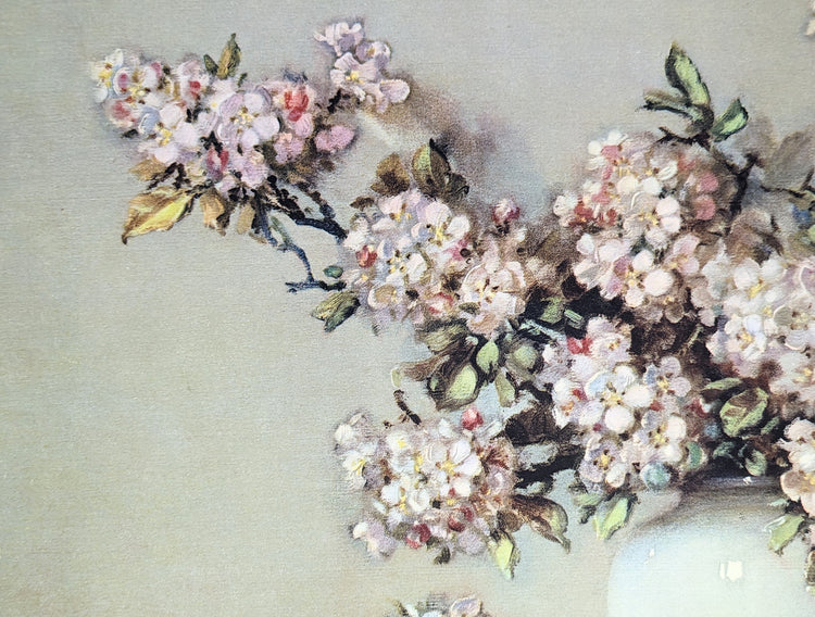 Apple Blossoms by J. Carrier | 1940s Vintage Floral Lithograph | Romantic Botanical Wall Art