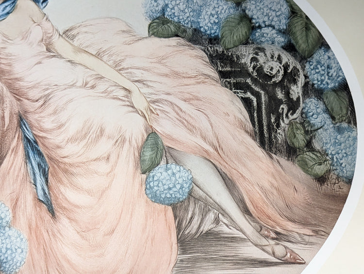 Hortense by Louis Icart | 1970s Art Deco Reproduction | Offset Lithograph | Romantic French Wall Art