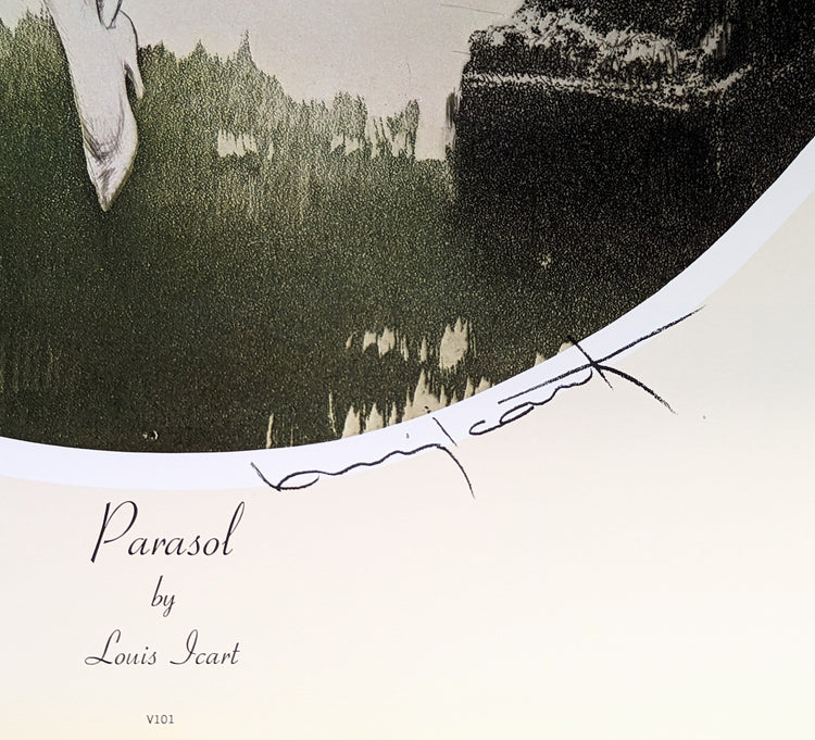 Parasol by Louis Icart | 1920s Art Deco Print | Offset Lithograph | Romantic French Interior Style